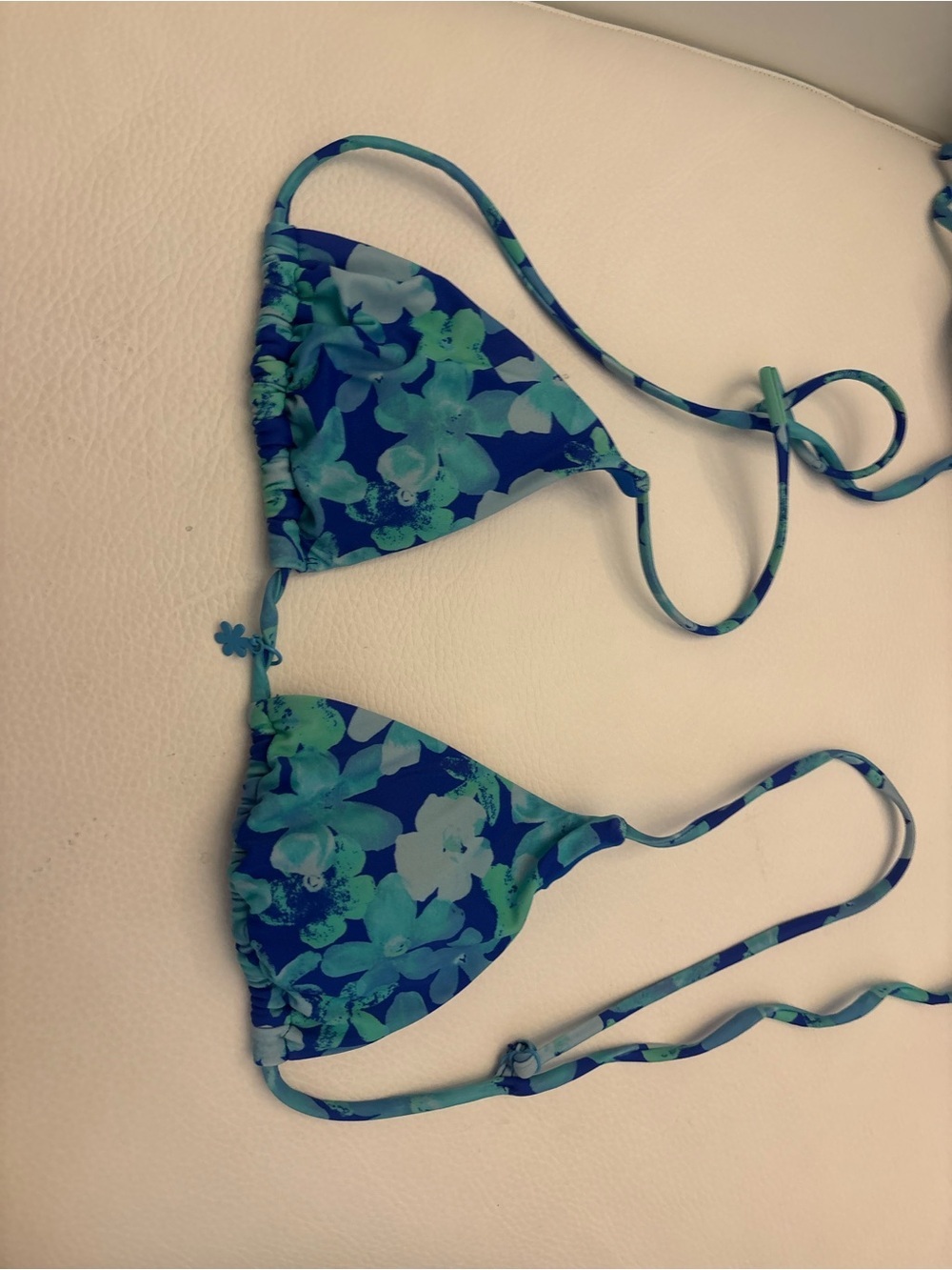PacSun Blue and Teal Floral Triangle Bikini Top - Picture 4 of 4